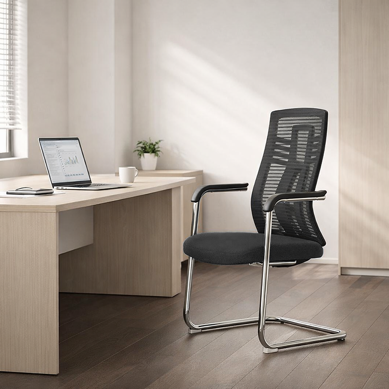 Black Minimalist Executive Guest Desk Chair: Ergonomic Design - Modern Breathable Mesh Gaming Chair For Home Office Lumendat