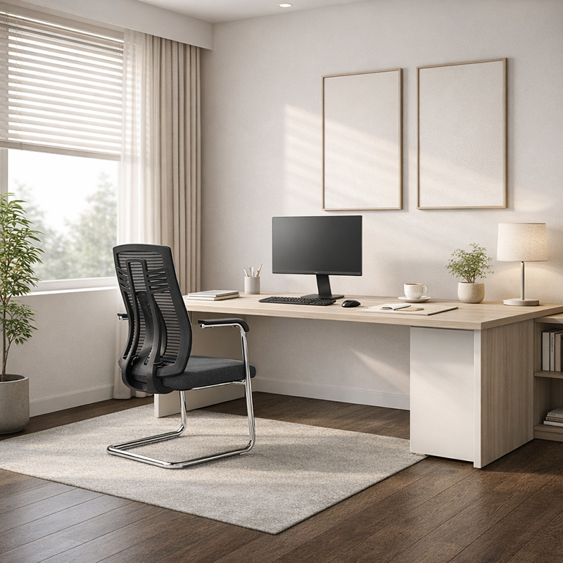 Black Minimalist Executive Guest Desk Chair: Ergonomic Design - Modern Breathable Mesh Gaming Chair For Home Office Lumendat