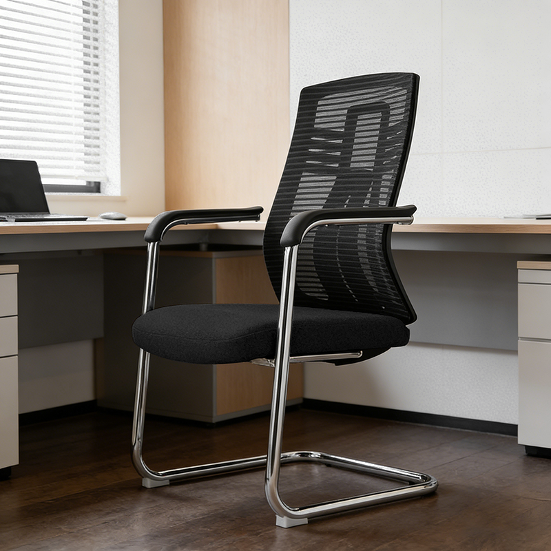 Black Minimalist Executive Guest Desk Chair: Ergonomic Design - Modern Breathable Mesh Gaming Chair For Home Office Lumendat