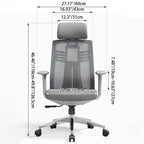Modern Minimalist Ergonomic High-Back Desk Chair: 4D Armrests - Adjustable Lumbar Support Gaming Chair For Home Office Lumendat