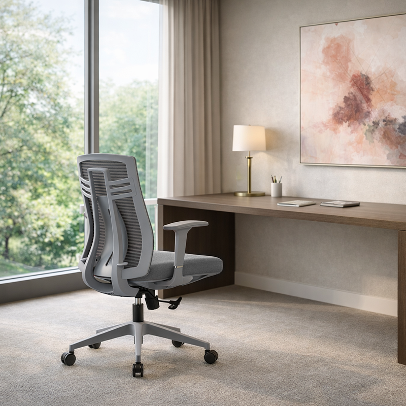 Modern Ergonomic Mid-Back Desk Chair: Breathable Mesh & Lumbar Support - Minimalist Gaming Chair For Home Office Lumendat