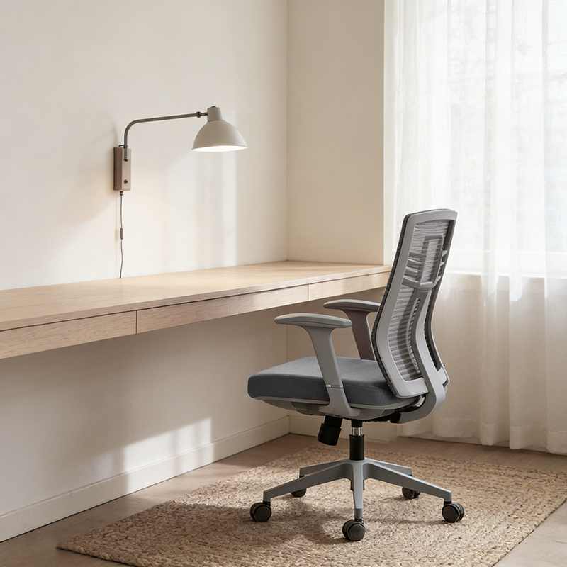 Modern Ergonomic Mid-Back Desk Chair: Breathable Mesh & Lumbar Support - Minimalist Gaming Chair For Home Office Lumendat