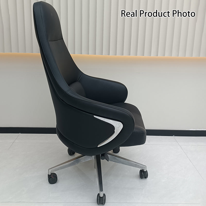 Modern Ergonomic Deluxe Executive Desk Chair: Silicone-Coated Faux Leather - Minimalist Office Chair For Home Office Lumendat