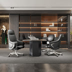 Modern Ergonomic Deluxe Executive Desk Chair: Silicone-Coated Faux Leather - Minimalist Office Chair For Home Office Lumendat
