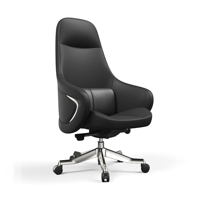 Modern Ergonomic Deluxe Executive Desk Chair: Silicone-Coated Faux Leather - Minimalist Office Chair For Home Office Lumendat