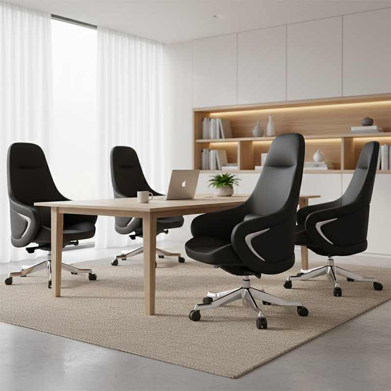Modern Ergonomic Deluxe Executive Desk Chair: Silicone-Coated Faux Leather - Minimalist Office Chair For Home Office Lumendat