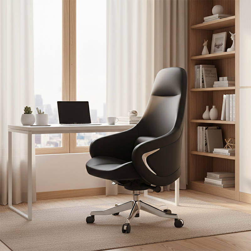 Modern Ergonomic Deluxe Executive Desk Chair: Silicone-Coated Faux Leather - Minimalist Office Chair For Home Office Lumendat