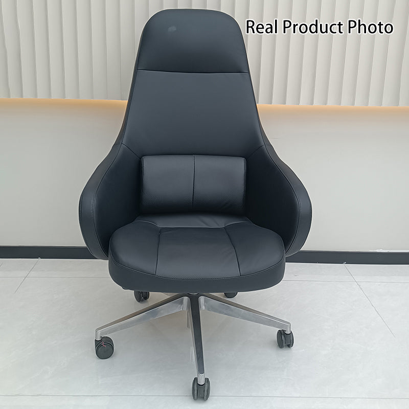 Modern Ergonomic Deluxe Executive Desk Chair: Silicone-Coated Faux Leather - Minimalist Office Chair For Home Office Lumendat
