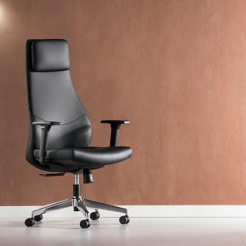 High-End Executive Leather Desk Chair: Modern Minimalist Style - Ergonomic High-Back Office Chair For Home Office Lumendat