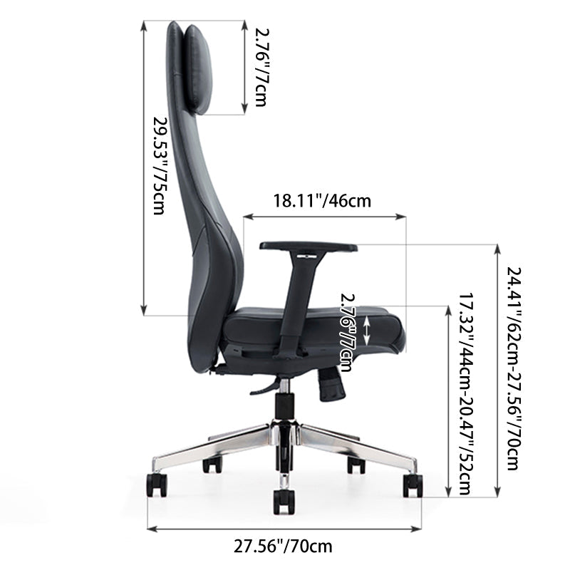 High-End Executive Leather Desk Chair: Modern Minimalist Style - Ergonomic High-Back Office Chair For Home Office Lumendat