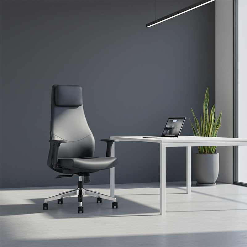 High-End Executive Leather Desk Chair: Modern Minimalist Style - Ergonomic High-Back Office Chair For Home Office Lumendat