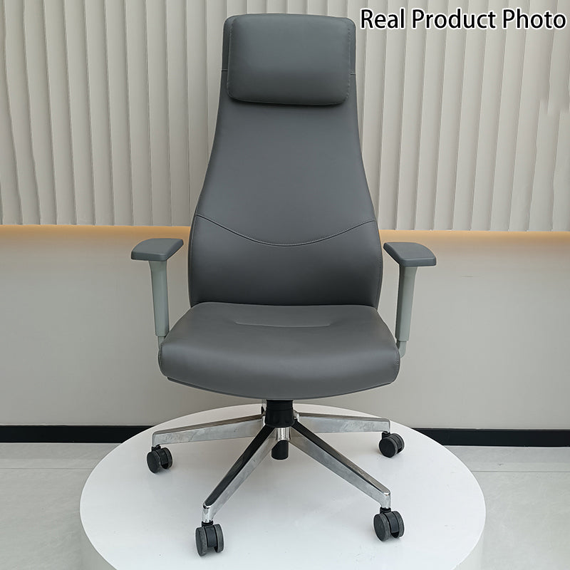 High-End Executive Leather Desk Chair: Modern Minimalist Style - Ergonomic High-Back Office Chair For Home Office Lumendat