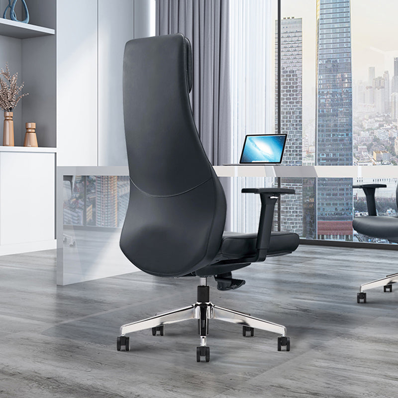 High-End Executive Leather Desk Chair: Modern Minimalist Style - Ergonomic High-Back Office Chair For Home Office Lumendat