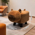 Lumendat Modern Minimalist Rectangular Cushion Solid Wood Fabric Sponge Kid Footstool For Living Room Lumendat