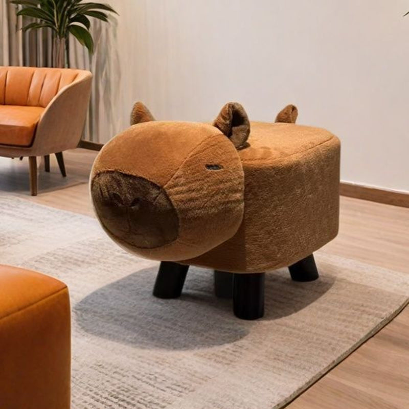 Lumendat Modern Minimalist Rectangular Cushion Solid Wood Fabric Sponge Kid Footstool For Living Room Lumendat