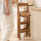 Modern Minimalist A-Shaped Bamboo Step Stool Backrest Foldable For Dining Room DFM-F