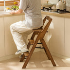 Modern Minimalist A-Shaped Bamboo Step Stool Backrest Foldable For Dining Room DFM-F