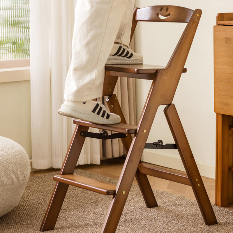 Modern Minimalist A-Shaped Bamboo Step Stool Backrest Foldable For Dining Room DFM-F