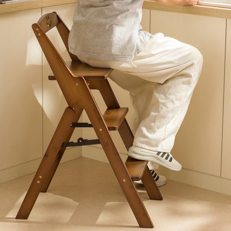 Modern Minimalist A-Shaped Bamboo Step Stool Backrest Foldable For Dining Room DFM-F