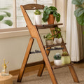 Modern Minimalist A-Shaped Bamboo Step Stool Backrest Foldable For Dining Room DFM-F