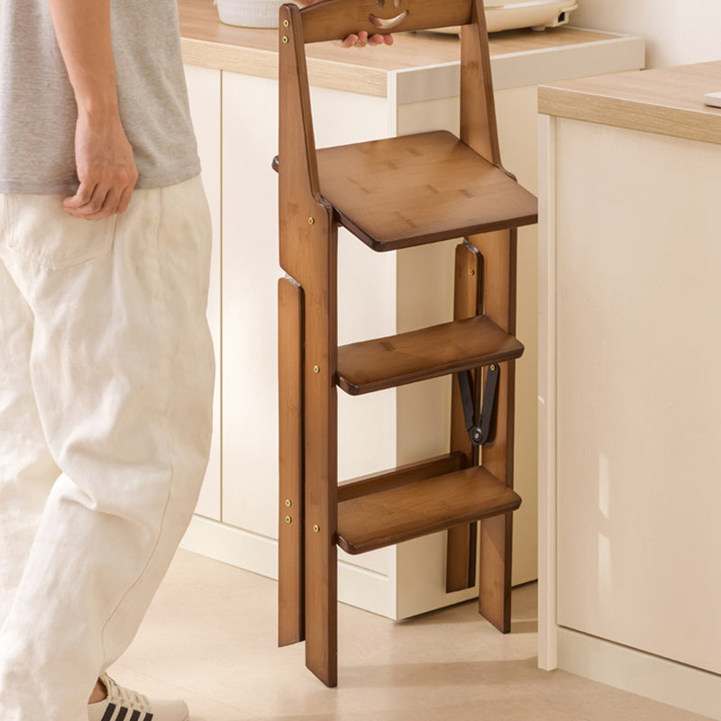Modern Minimalist A-Shaped Bamboo Step Stool Backrest Foldable For Dining Room DFM-F