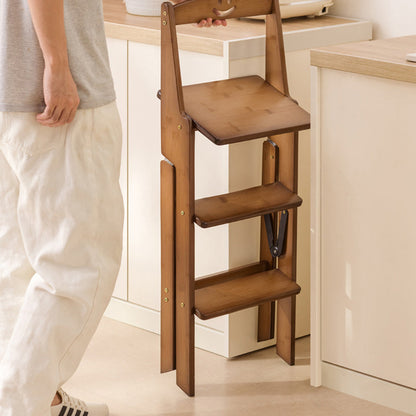Modern Minimalist A-Shaped Bamboo Step Stool Backrest Foldable For Dining Room