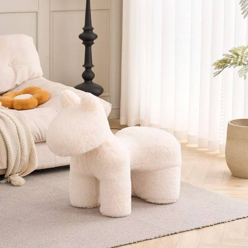 Lumendat Modern Minimalist Pony-Shaped Lambswool Sponge Kid Accent Chair Durable For Living Room Lumendat