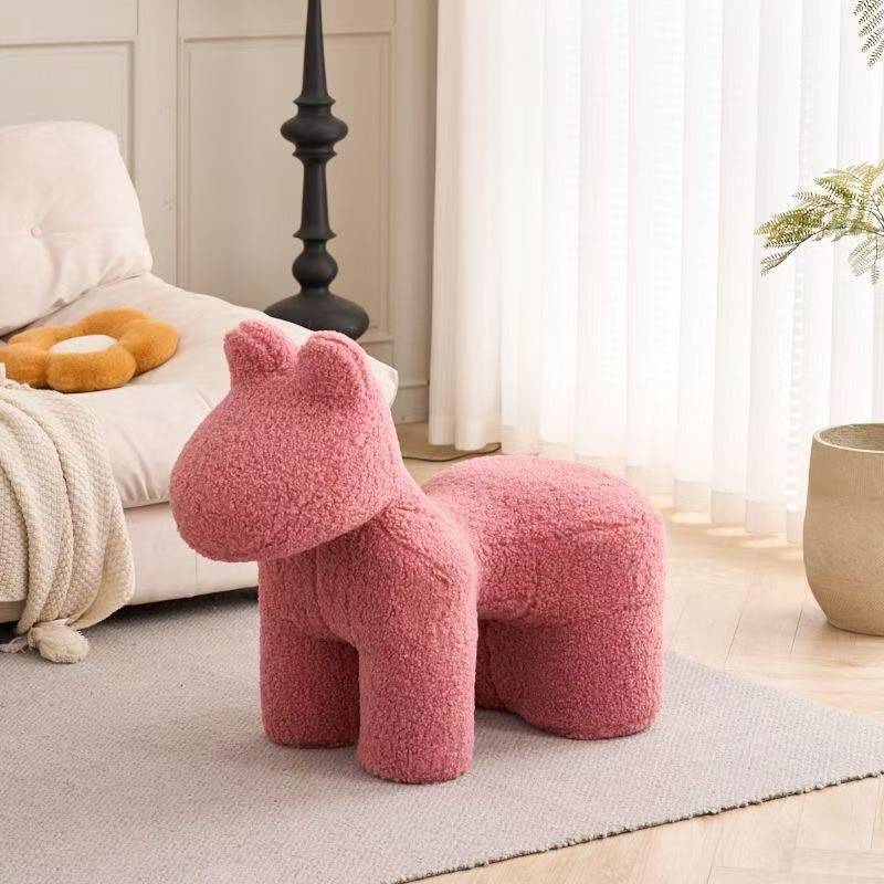 Lumendat Modern Minimalist Pony-Shaped Lambswool Sponge Kid Accent Chair Durable For Living Room Lumendat