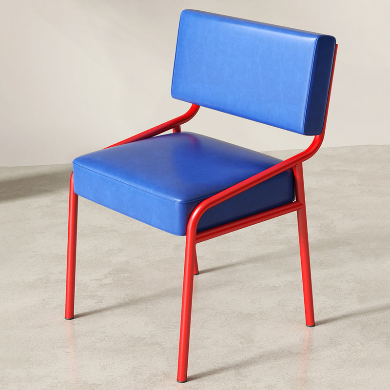 Traditional Vintage Rectangular Seat Cushion Carbon Steel Oil-Waxed Leather Sponge Dining Chair Backrest For Dining Room DFM-F