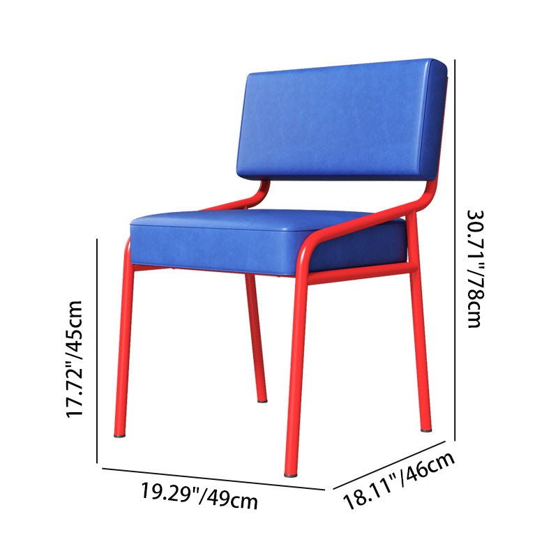 Traditional Vintage Rectangular Seat Cushion Carbon Steel Oil-Waxed Leather Sponge Dining Chair Backrest For Dining Room DFM-F