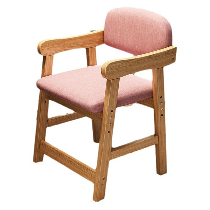 Lumendat Modern Minimalist Rectangular Cushion Cotton-Linen Blend Solid Wood Sponge Kids' Dining Chair Backrest Armrest Adjustable For Dining Room Lumendat