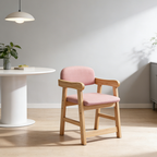 Lumendat Modern Minimalist Rectangular Cushion Cotton-Linen Blend Solid Wood Sponge Kids' Dining Chair Backrest Armrest Adjustable For Dining Room Lumendat