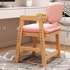 Lumendat Modern Minimalist Rectangular Cushion Cotton-Linen Blend Solid Wood Sponge Kids' Dining Chair Backrest Armrest Adjustable For Dining Room Lumendat