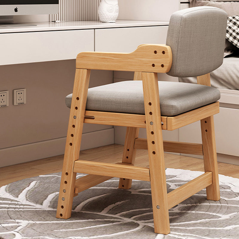 Lumendat Modern Minimalist Rectangular Cushion Cotton-Linen Blend Solid Wood Sponge Kids' Dining Chair Backrest Armrest Adjustable For Dining Room Lumendat