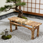 Modern Minimalist Bamboo Rattan Bench Solid Bamboo Frame & Woven Rattan: Sturdy, Lightweight, Eco-Friendly & Breathable Seating For Patio And Balcony Lumendat
