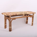 Modern Minimalist Bamboo Rattan Bench Solid Bamboo Frame & Woven Rattan: Sturdy, Lightweight, Eco-Friendly & Breathable Seating For Patio And Balcony Lumendat