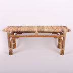 Modern Minimalist Bamboo Rattan Bench Solid Bamboo Frame & Woven Rattan: Sturdy, Lightweight, Eco-Friendly & Breathable Seating For Patio And Balcony Lumendat