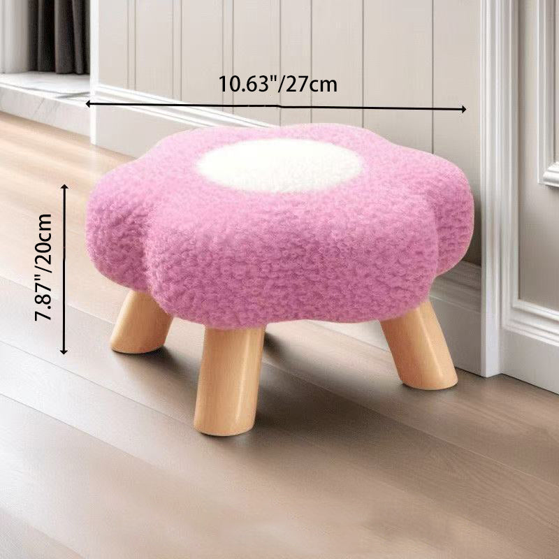 Lumendat Contemporary Creative Kids Lamb Fleece Flower-Shaped Stackable Low Stool Backless Armless Design For Living Room & Bedroom Lumendat