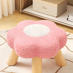 Lumendat Contemporary Creative Kids Lamb Fleece Flower-Shaped Stackable Low Stool Backless Armless Design For Living Room & Bedroom Lumendat