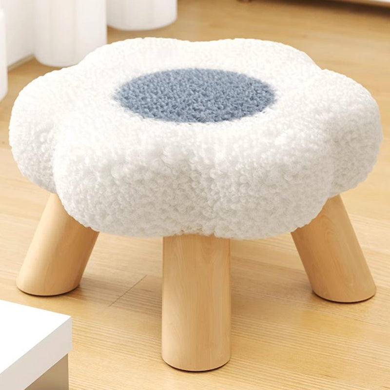 Lumendat Contemporary Creative Kids Lamb Fleece Flower-Shaped Stackable Low Stool Backless Armless Design For Living Room & Bedroom Lumendat