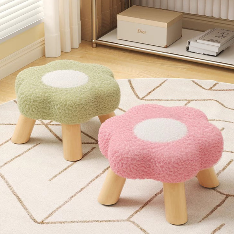 Lumendat Contemporary Creative Kids Lamb Fleece Flower-Shaped Stackable Low Stool Backless Armless Design For Living Room & Bedroom Lumendat