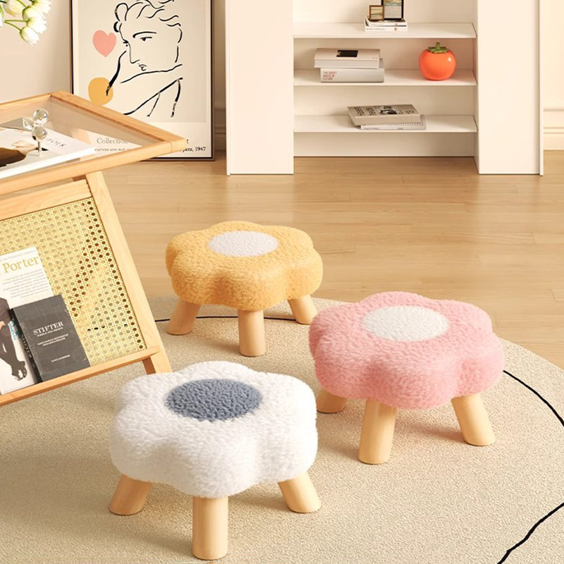 Lumendat Contemporary Creative Kids Lamb Fleece Flower-Shaped Stackable Low Stool Backless Armless Design For Living Room & Bedroom Lumendat