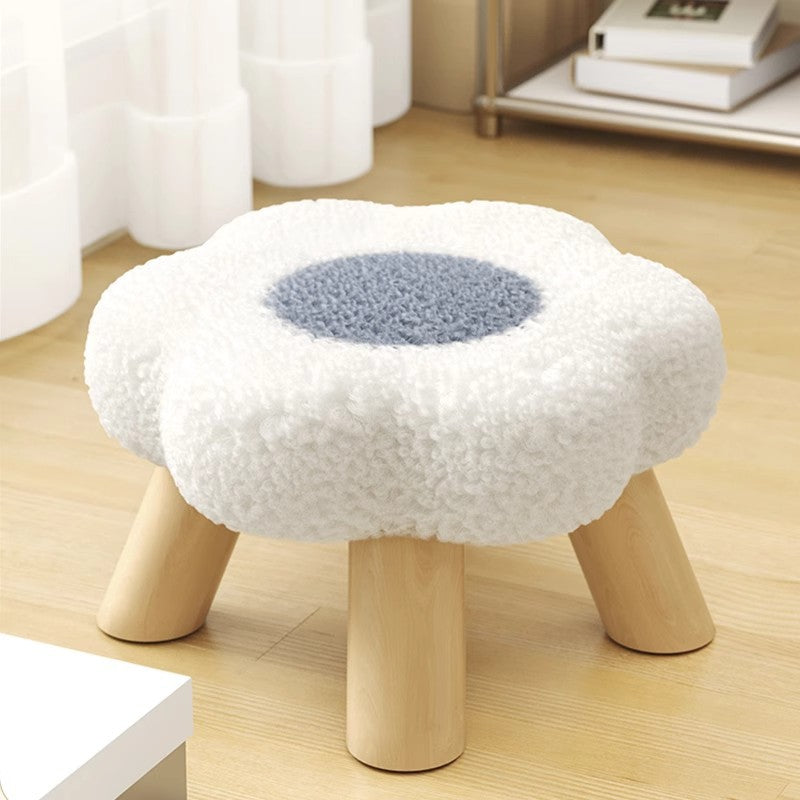Lumendat Contemporary Creative Kids Lamb Fleece Flower-Shaped Stackable Low Stool Backless Armless Design For Living Room & Bedroom Lumendat