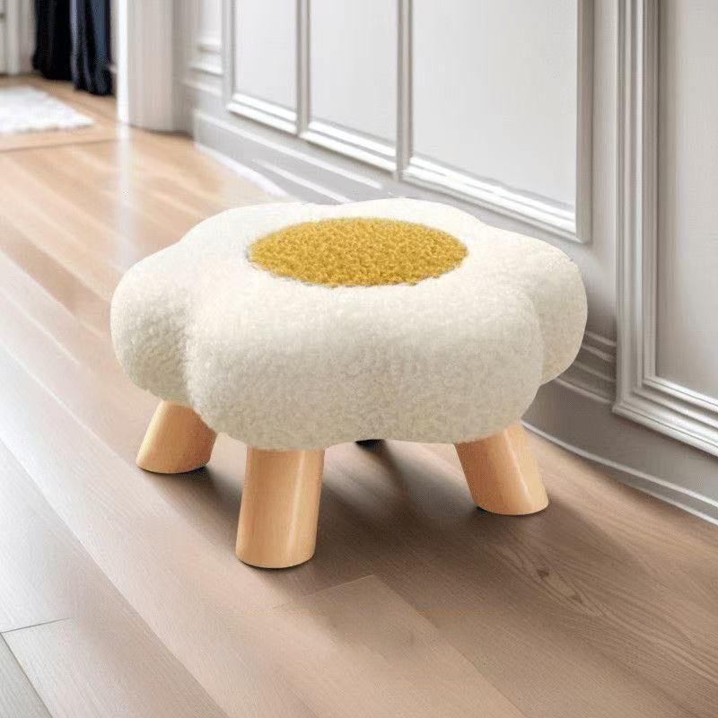 Lumendat Contemporary Creative Kids Lamb Fleece Flower-Shaped Stackable Low Stool Backless Armless Design For Living Room & Bedroom Lumendat