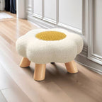 Lumendat Contemporary Creative Kids Lamb Fleece Flower-Shaped Stackable Low Stool Backless Armless Design For Living Room & Bedroom Lumendat