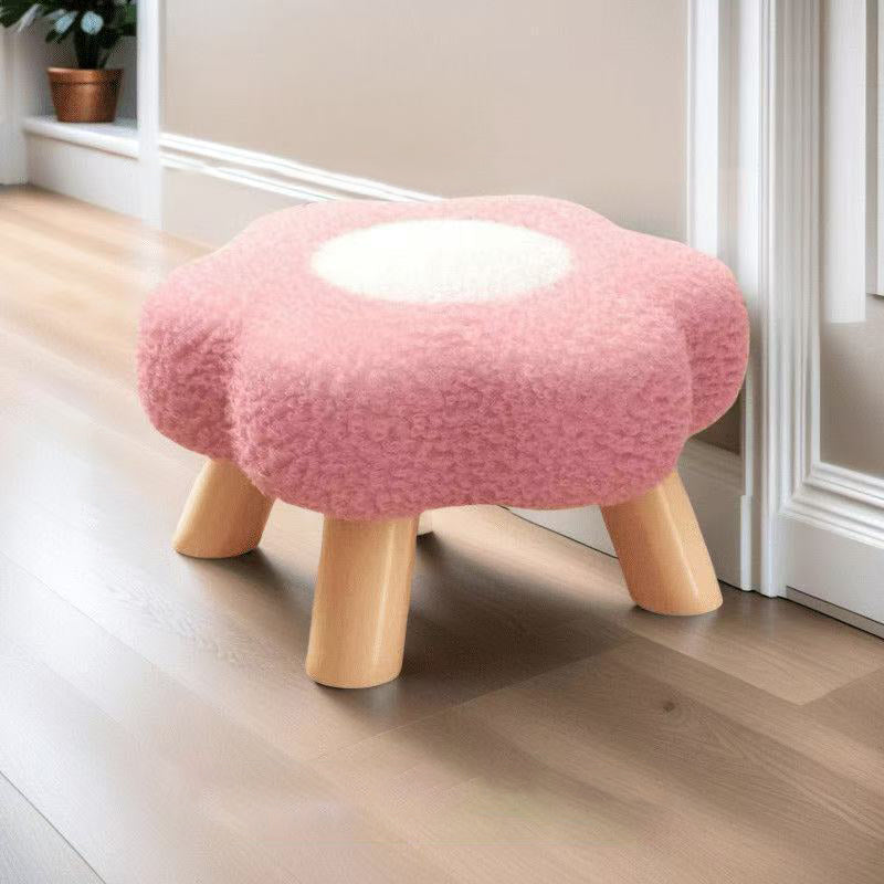 Lumendat Contemporary Creative Kids Lamb Fleece Flower-Shaped Stackable Low Stool Backless Armless Design For Living Room & Bedroom Lumendat