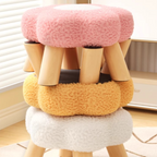 Lumendat Contemporary Creative Kids Lamb Fleece Flower-Shaped Stackable Low Stool Backless Armless Design For Living Room & Bedroom Lumendat