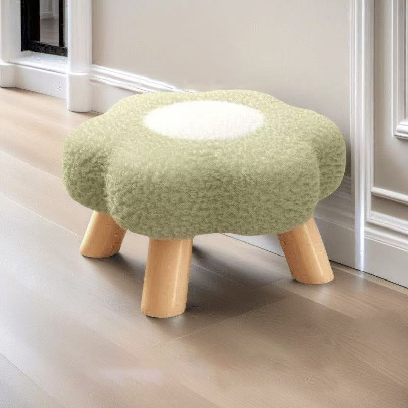 Lumendat Contemporary Creative Kids Lamb Fleece Flower-Shaped Stackable Low Stool Backless Armless Design For Living Room & Bedroom Lumendat