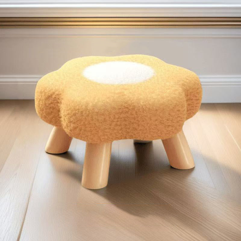 Lumendat Contemporary Creative Kids Lamb Fleece Flower-Shaped Stackable Low Stool Backless Armless Design For Living Room & Bedroom Lumendat