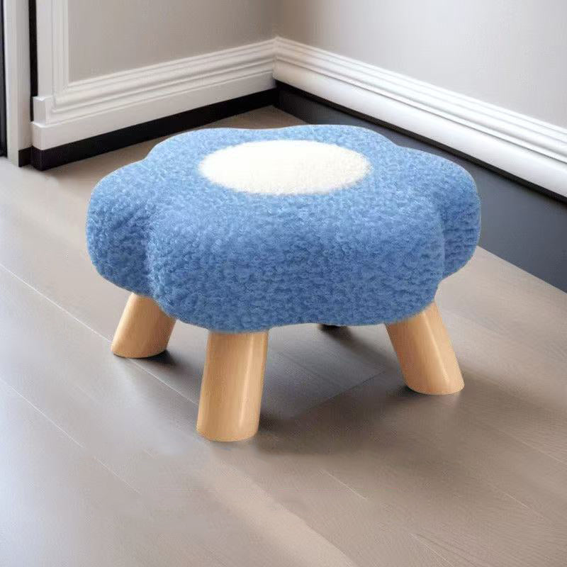 Lumendat Contemporary Creative Kids Lamb Fleece Flower-Shaped Stackable Low Stool Backless Armless Design For Living Room & Bedroom Lumendat